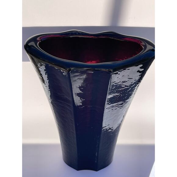 Fire & Light Recycled Art Glass Aurora Vase Signed Rare - Plum - Picture 5 of 9